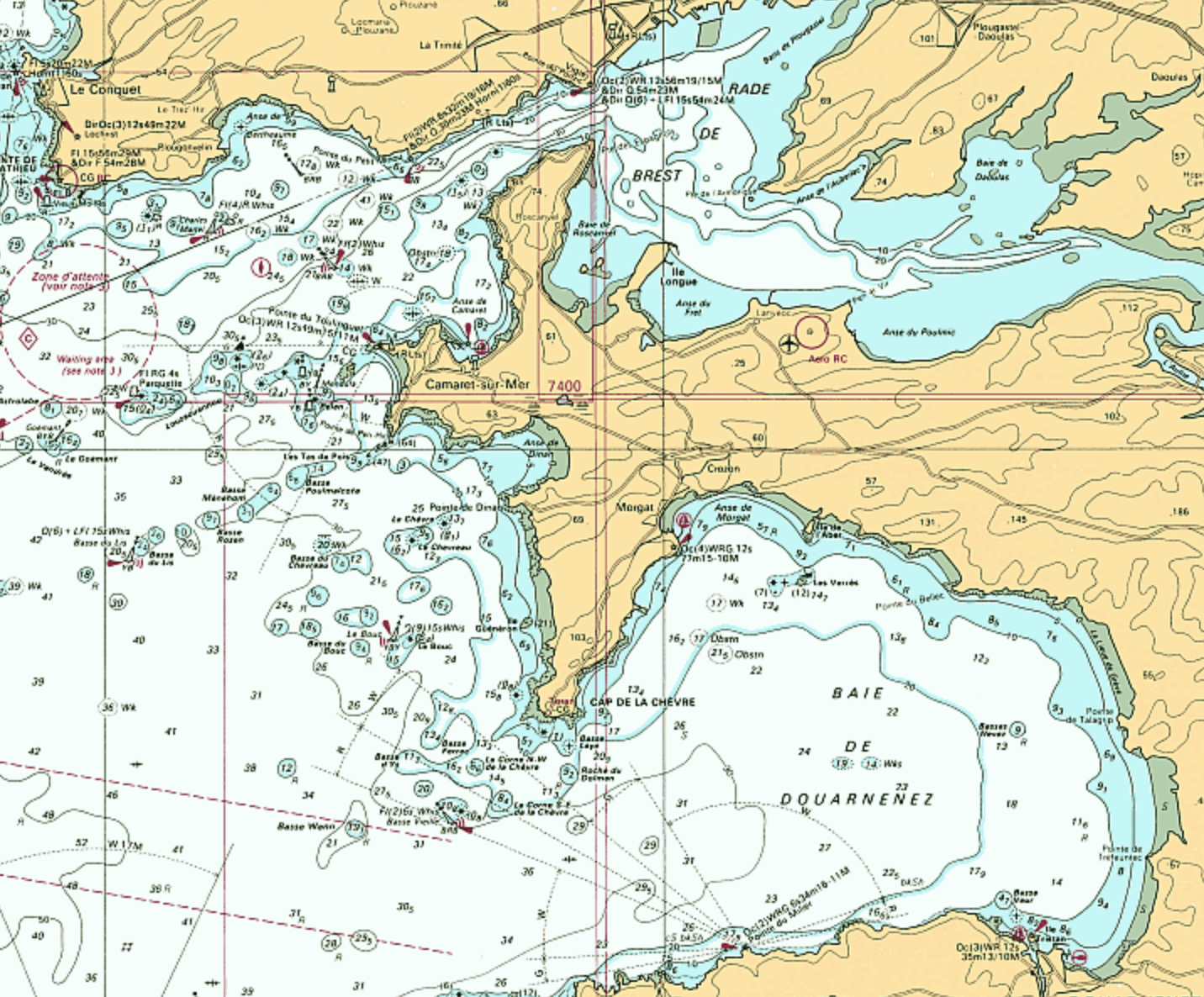 Carte marine de la pointe St-Mathieu à Douarnenez